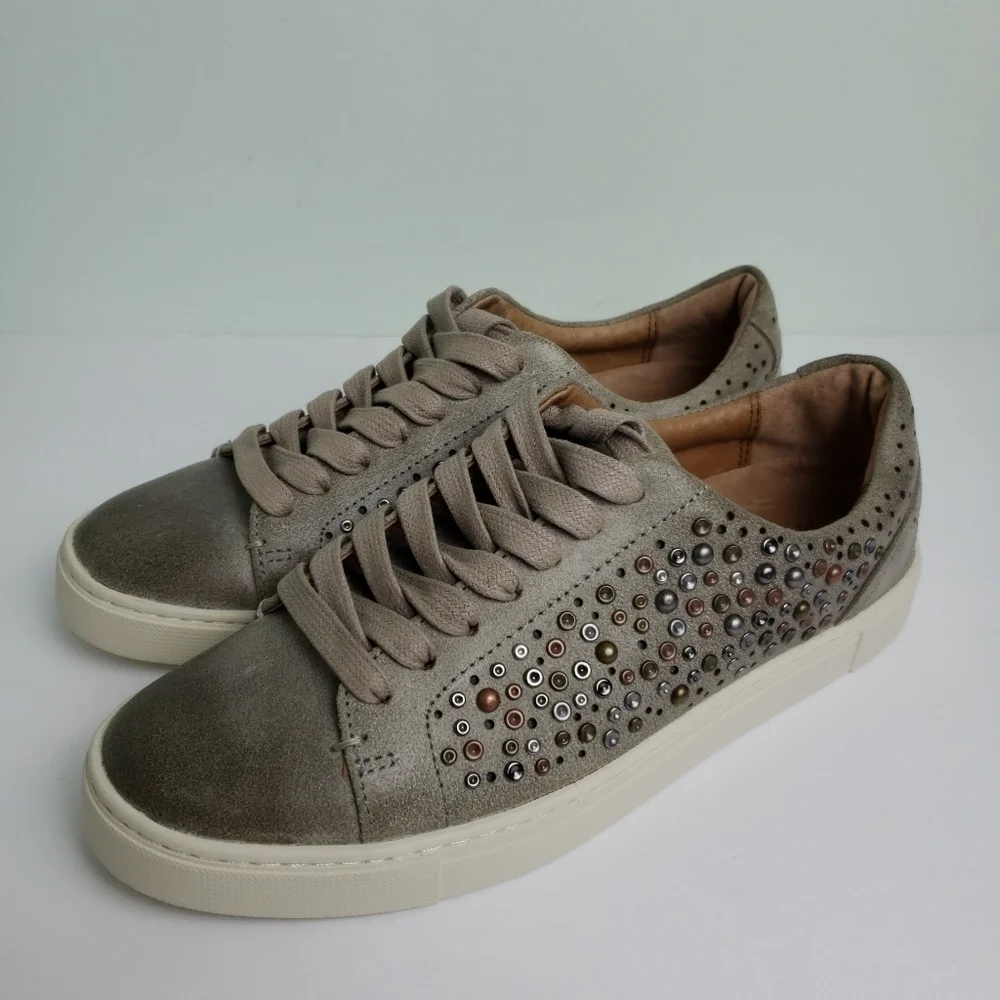 Frye Ivy Deco Studd Low Lace Leather Sneaker Sz 7.5